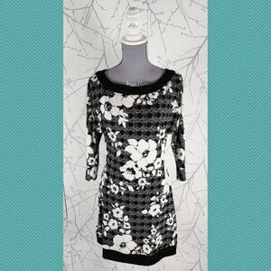 red dress and black suit Ruffle Shift Dress-Pearl main image 0
